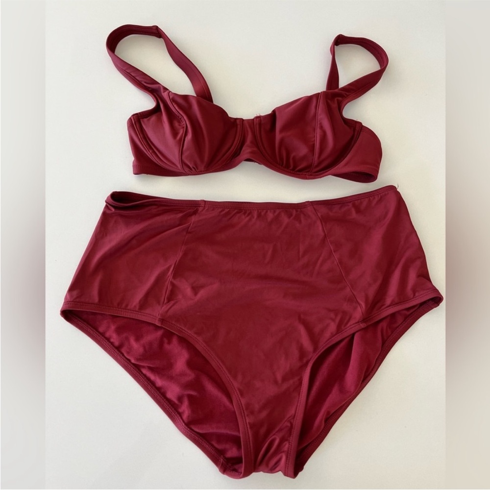 KONA SOL Burgundy Red 2- Piece Bathing Suit